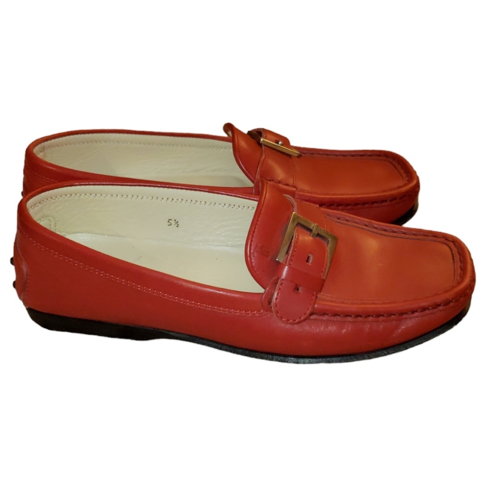 Tod's Red Leather Loafers